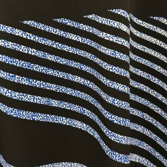 Clara SunWoo Asymmetrical Striped Tunic Top Size Large Blue and Black Artsy - Picture 6 of 6